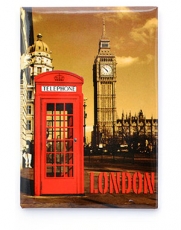 Sepia Red Telephone Box Picture Magnet