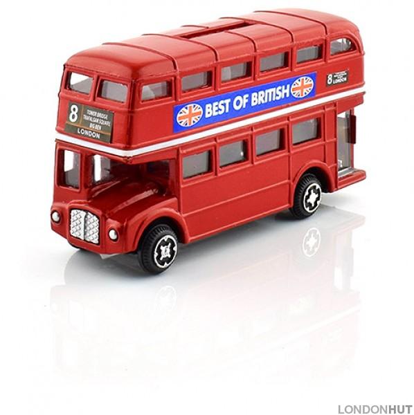 Diecast Metal Red Double Decker Bus Money Box