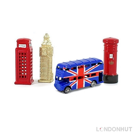 Four Diecast Metal London Fridge Magnets