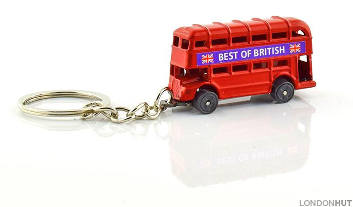 London Charm Key Ring with three London Red Double Decker Buses Metal Key Ring 