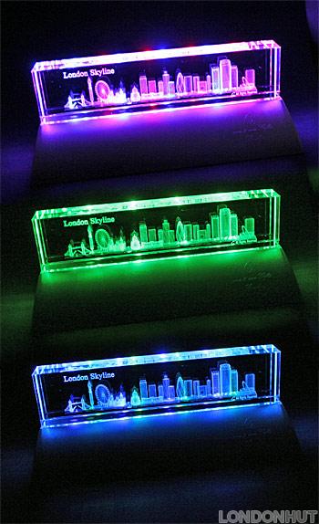 Large London Skyline Crystal with Light Stand