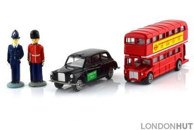 London Bus and Taxi Model Gift Set with Guard and Policeman