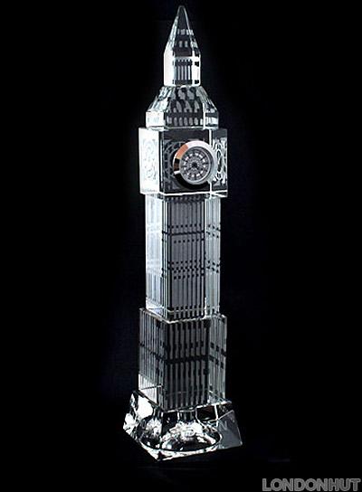 London Big Ben Souvenirs  Crystal With LED Changing Colour light & Real  Clock 