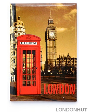 Sepia Red Telephone Box Picture Magnet