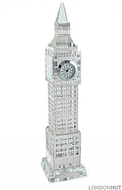 22cm Colourful Light Up Silver Plated Crystal Big Ben Clock