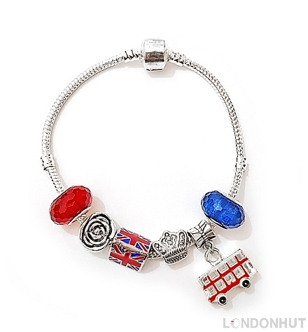 Silver Plated Union Jack Charm Bracelet