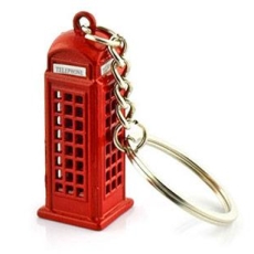 Diecast Metal Red London Telephone Box Keyring