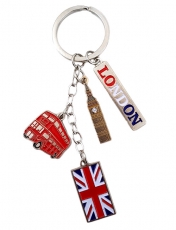 London Charm Keyring with Big Ben and Bus