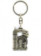 Metal London Souvenir Keyring with Big Ben and Tower Bridge