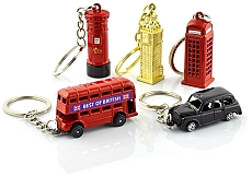 Gift Set of Five Diecast Metal London Keyrings