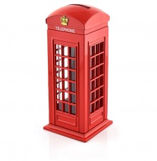 Diecast Metal Red London Telephone Box Money Box