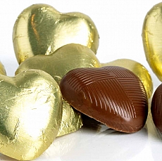 Ten Gold Foiled Milk Chocolate Hearts