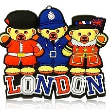 London Teddy Trio Rubber Fridge Magnet