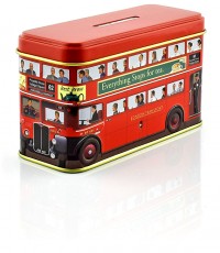 London Souvenir Tin Bus Money Box with 14 English Teabags