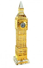 Large Gold Plated Crystal Big Ben Clock with Changing Lights