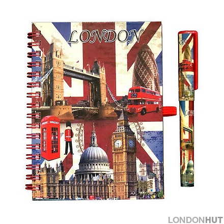 London Souvenir Notepad Pen British Union Jack Gift NoteBook Diary Stationary UK 