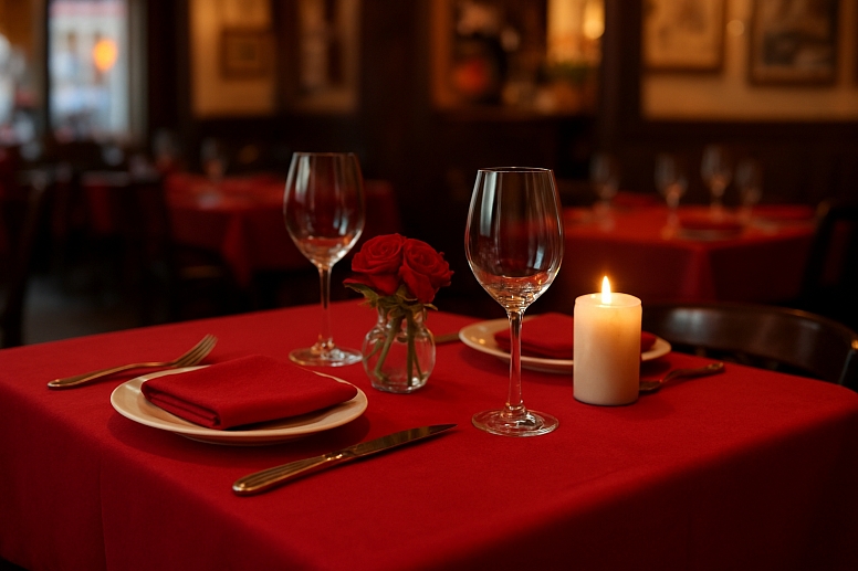 Cozy Meals With Bold Red Table Cloth