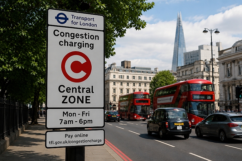 congestion charge sign in central london