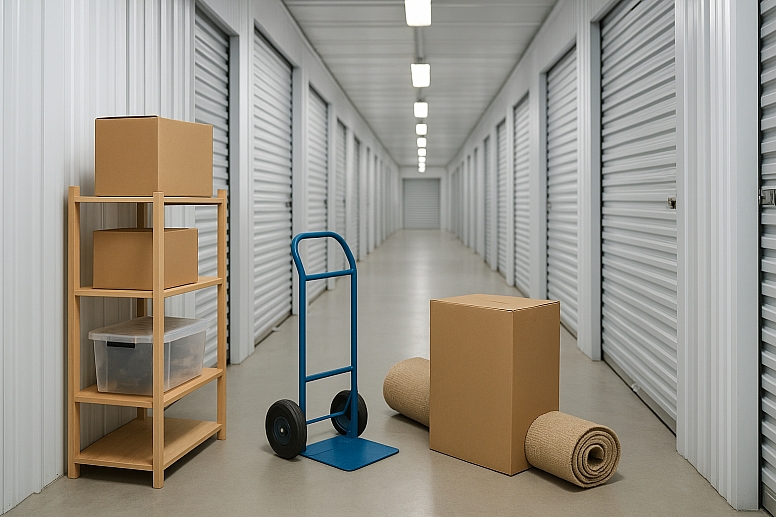 corridor of storage units