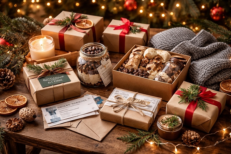 festive holiday gift spread