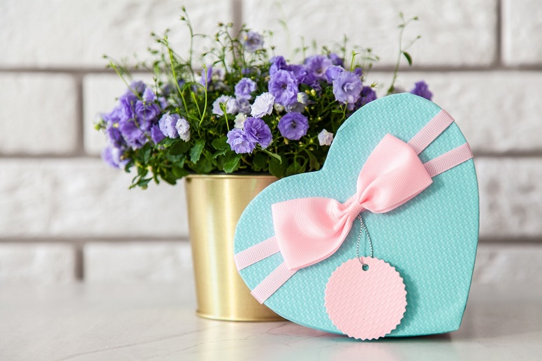 Heart-Shaped Box of Chocolates and Flowers