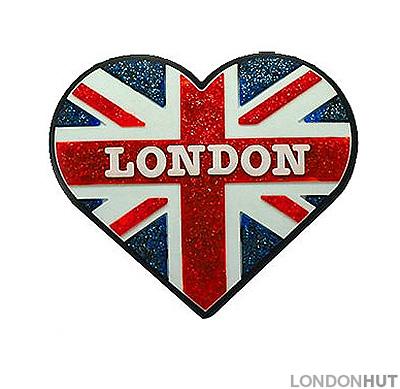 Glitter Heart Union Jack Fridge Magnet