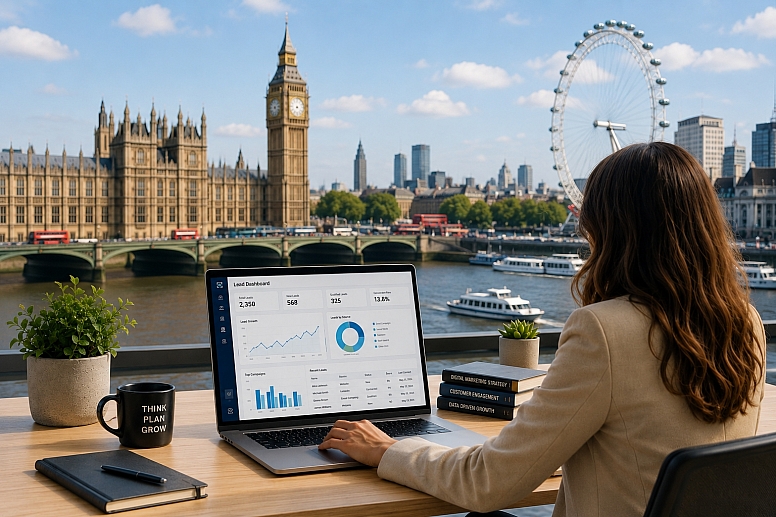modern workspace with a thames view