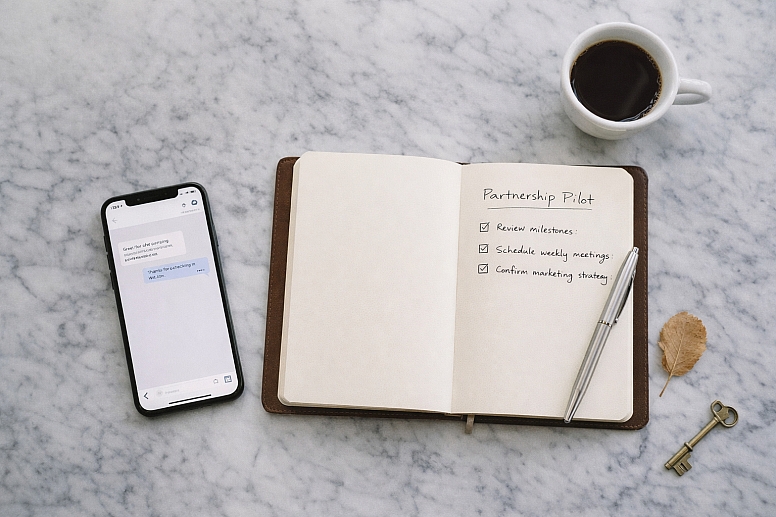 organised workspace with checklist and coffee