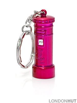 Pink Metal London Post Box Keyring