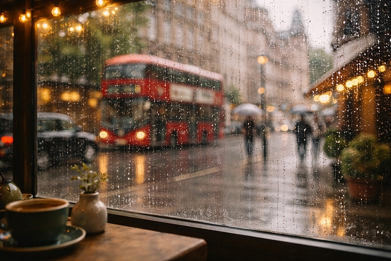 rainy day in london caf