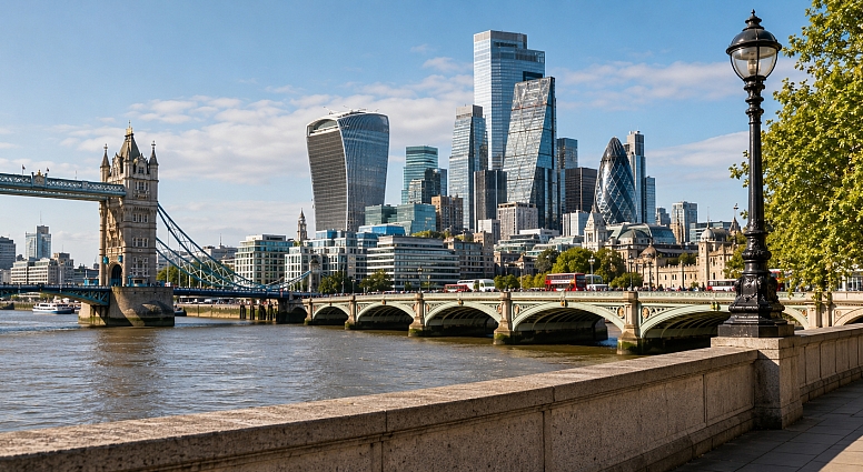 riverside view of london skyline