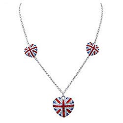 BRITISH FLAG HEART CHARM NECKLACE 2" Pendant English Union Jack England Love NEW 