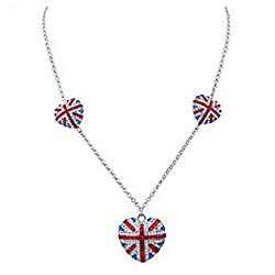 Three Union Jack Hearts Necklace