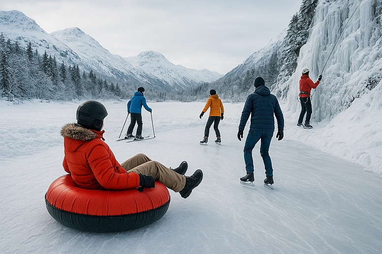winter sports adventure in snowy terrain